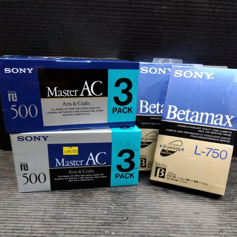未開封 未使用 6パック ソニー／SONY ビデオテープ ベータ／Beta Master AC 2本 Betamax L-750 まとめて 昭和レトロ 記録媒体