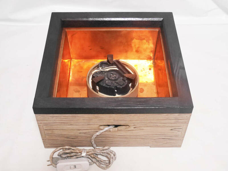 即決★焼杉銅おとし置炉と野々田風炉用炭型電熱器（裏千家他用）◆中古セット