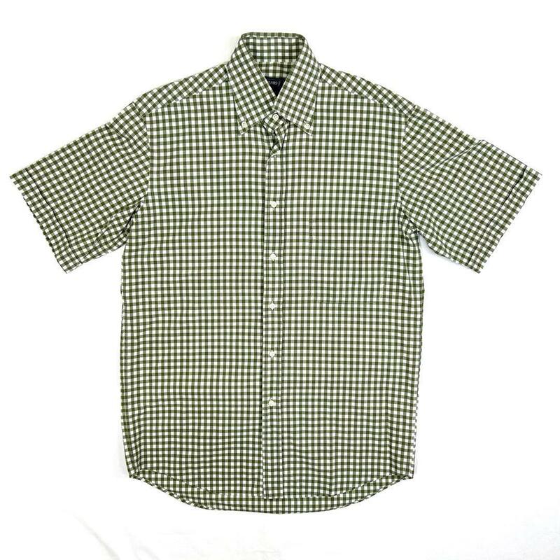 BEAMS F×Y.Akamine ビームスエフ　ボタンダウンシャツ　半袖シャツ　ギンガムチェック　グリーン　sizeM　メンズ　レディース