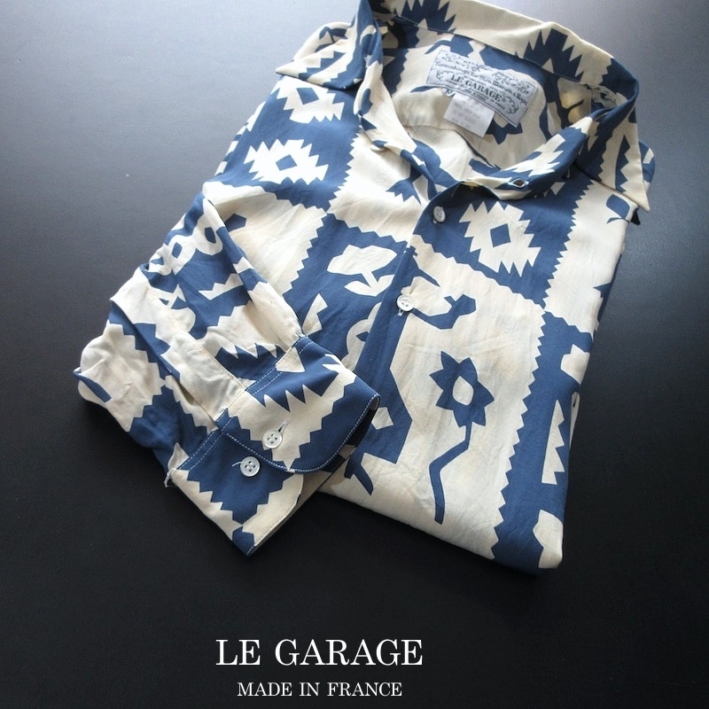 【LE GARAGE / フランス】80s ヴィンテージ 総柄 レーヨンシャツ 大きいサイズ!! （MADE IN FRANCE VINTAGE SHIRT）