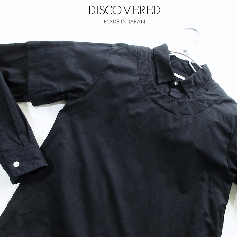 【DISCOVERED ディスカバード】フェイクレイヤード プルオーバー ブラックシャツ!!　（MADE IN JAPAN）