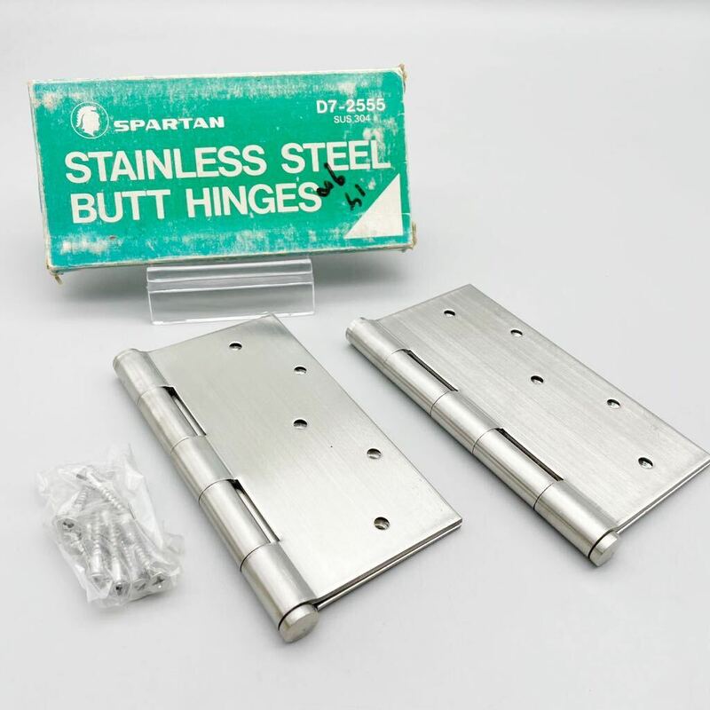 新品 未使用品 SPARTAN スパルタンステンレス製 蝶番 D7-2555 SUS304 127×127mm２個セット まとめ売 丁番 防犯 ビス付き 建築 建設 日本製