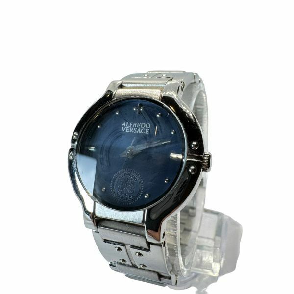 ヴェルサーチ カットガラス V808S QZ ネイビー文字盤 腕時計