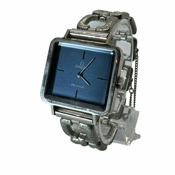 OMEGA オメガ DE VILLE デビル 手巻き 腕時計 レディース スクエア ブルー文字盤