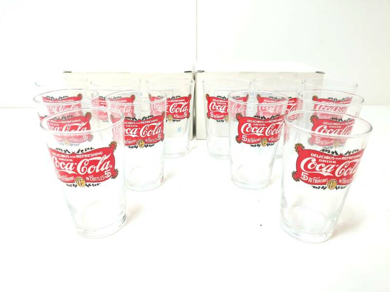 C80 Coca-Cola コカコーラ 12個セット ② レトログラス ノベルティ 昭和レトロ