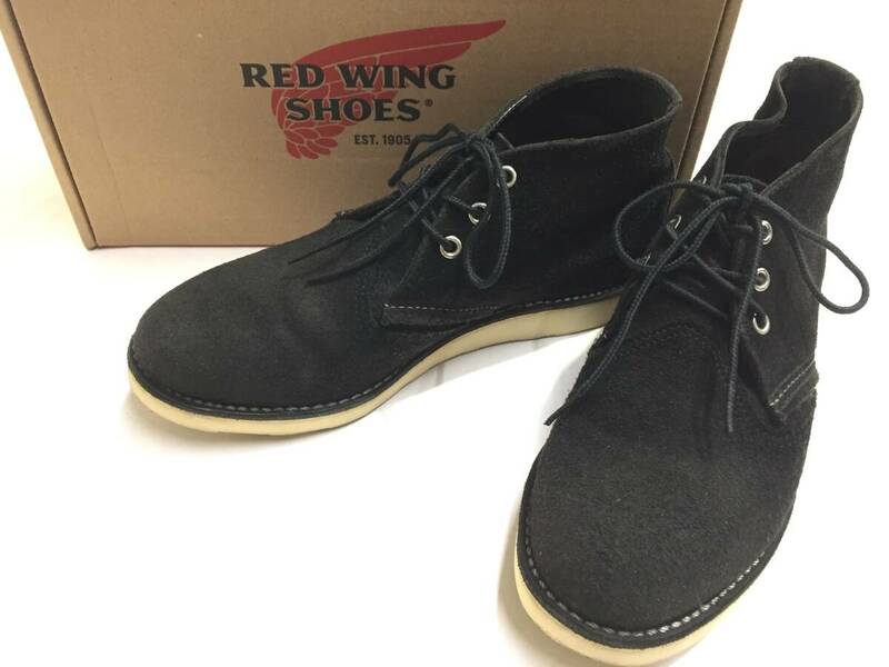 箱付 RED WING レッドウィング 3147-1 WORK CHUKKA ワークチャッカ レザーシューズ ワークブーツ UK7 26cm ブラック スエード