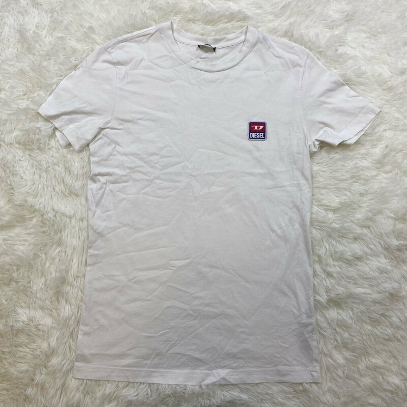 1円～　I-5　60　DIESEL　ディーゼル　ワンポイントロゴ　Tシャツ　カットソー　コットン　ホワイト　サイズS　半袖