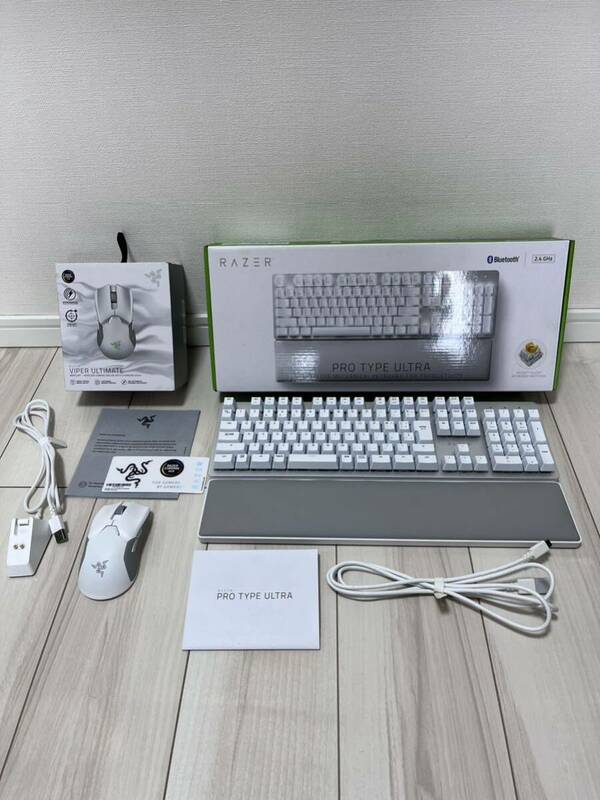 美品★razer キーボード　マウス　セット★ razer pro type ultra ★ Razer Viper Ultimate Mercury White