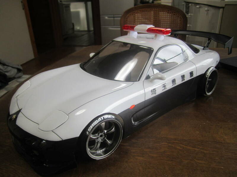 新品 1/10 ラジコン RX-7 FD3S 埼玉県警 パトカー 仕様 オリジナル R/C BODY SET マツダ police car MAZDA 3D GTウィング ハイマウント付属