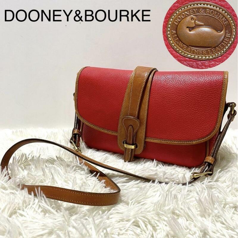 【ドゥーニー＆バーグ　DOONEY&BOURKE】ショルダーバッグ レザー 赤 ブラウン　バイカラー