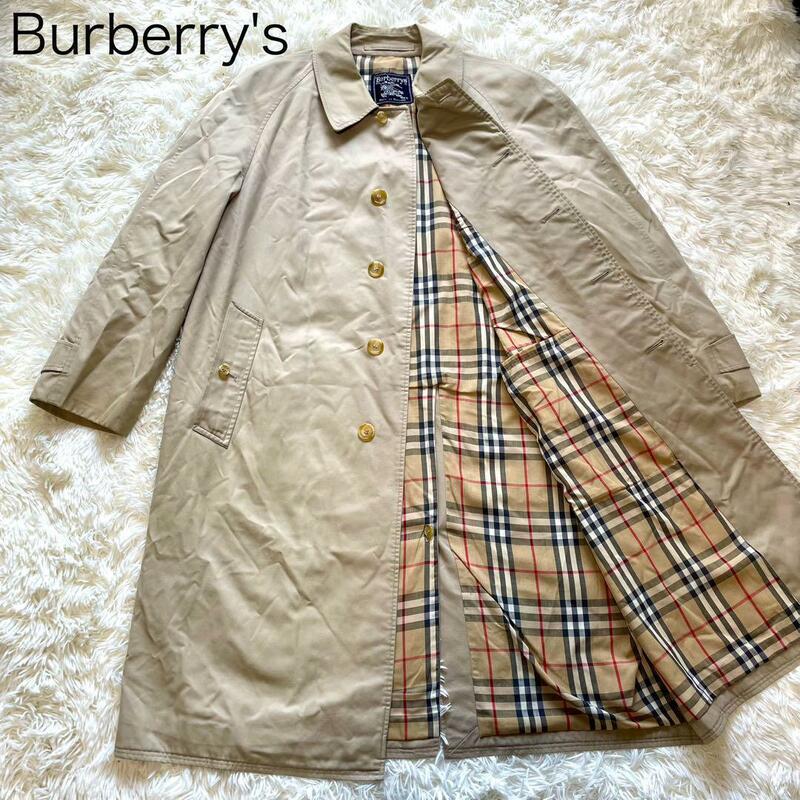 【Burberry's　バーバリーズ】ステンカラーコート ベージュ ノバチェック M相当