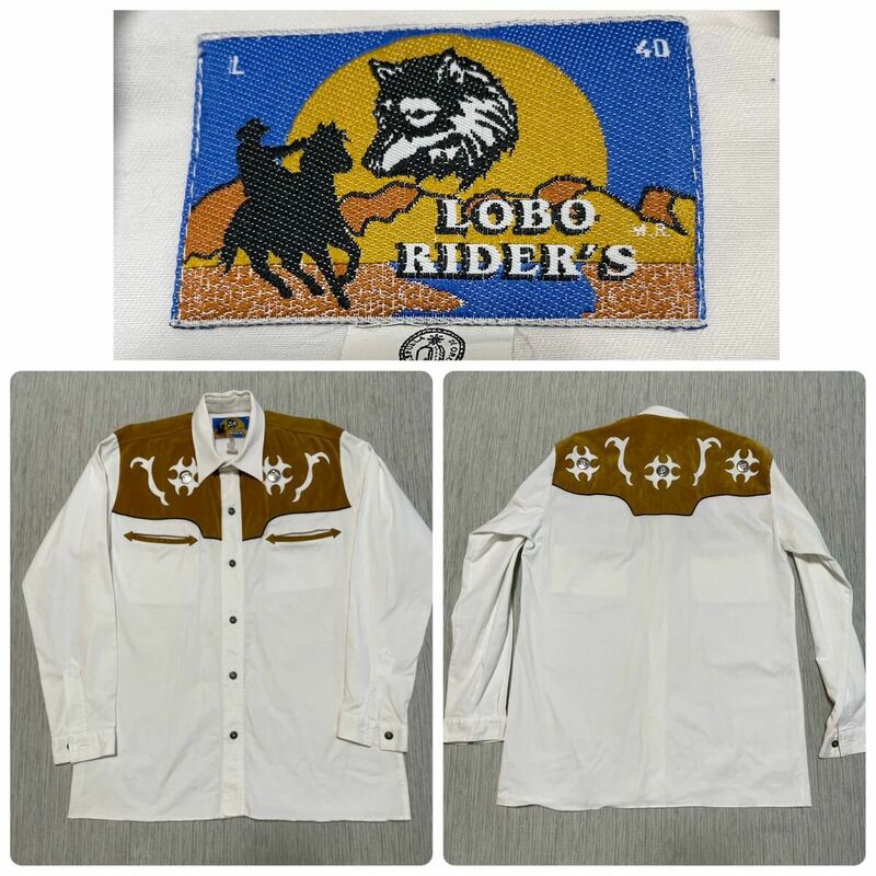 LOBO RIDER'S ビンテージ 鉄 ボタン コンチョ カウボーイ シャツ ネイティブ 長袖 シャツ 40 アメカジ ロデオ