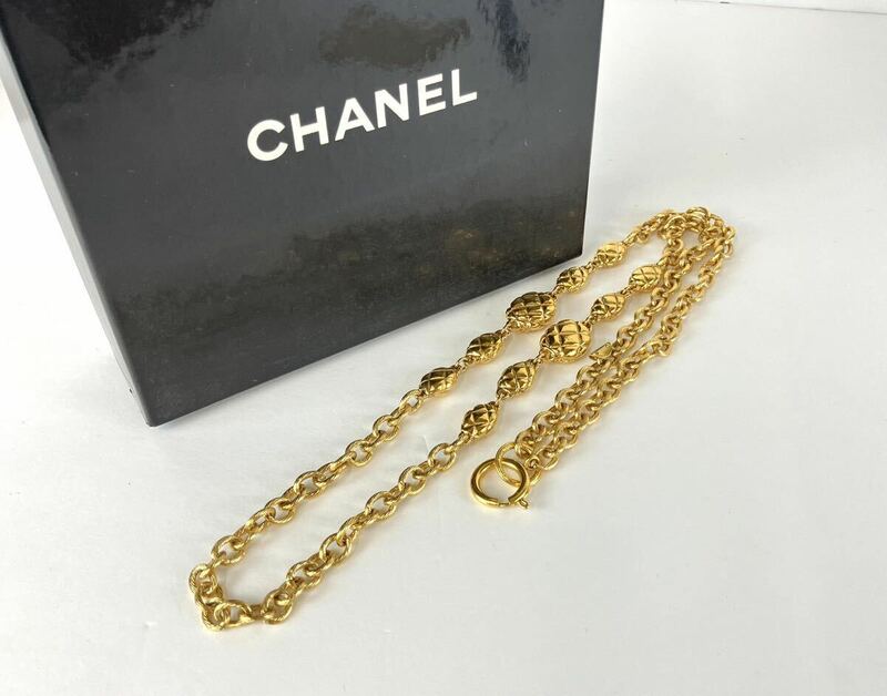 【SU375】 CHANEL シャネル ネックレス チェーン マトラッセ ゴールドカラー ロング レディース アクセサリー 箱付き 約115.2g 