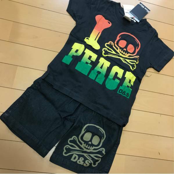 新品　ドクロ　スカル　上下セットアップ　◆ 半袖Tシャツ　ハーフパンツ　120