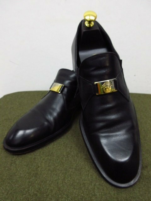 t5655　ジャンニ ヴェルサーチ　メンズ　レザーシューズ　ビジネスシューズ　靴　イタリア製　サイズ8　GIANNI VERSACE ヴェルサーチェ