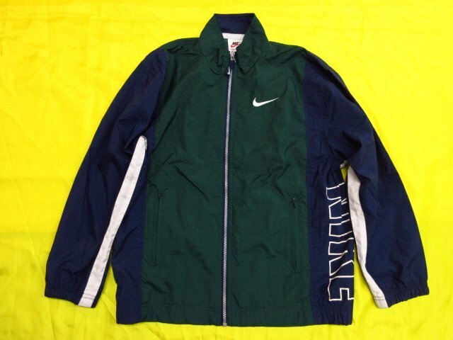 m4995 美品　NIKE　ナイキ　キッズ・ジュニア/ナイロンジャンパー　Ｍ(10-12）　グリーン×ブルー×白　ジップアップ　F60105 TMS