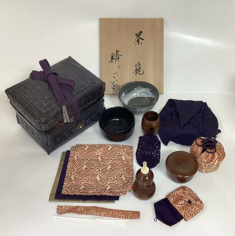 茶道具 古物品 御所篭 鱗司 茶巾入れなし 