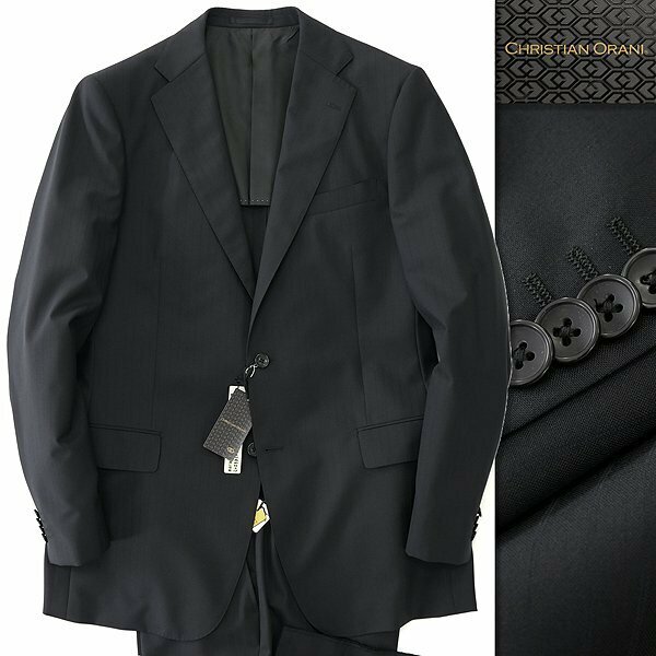 新品 クリスチャンオラーニ 春夏 シャドー ストライプ 2パンツ スーツ A10(5L) 黒 【J56082】 メンズ CHRISTIAN ORANI セットアップ サマー