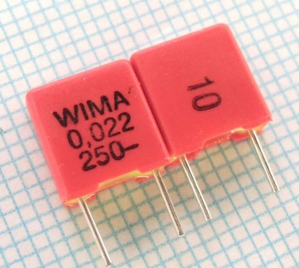 [10個] WIMA 250V 0.022uF ±10% MKP2 高音質フィルムコンデンサ