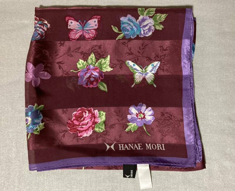未使用★ハナエモリ HANAE MORI スカーフ　ストール(ショール) - シルク 絹　日本製