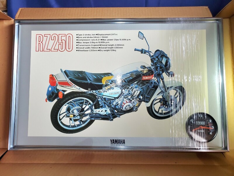 非売品 YAMAHA RZ250 RZシリーズ生産台数１０万台突破記念 1980～ノベルティー限定品 壁掛け パネルクロック メーター型時計 ヤマハ バイク