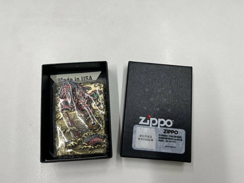 鯉魚躍龍門 Zippo 真鍮製 ライター ジッポー オイルライター 新品