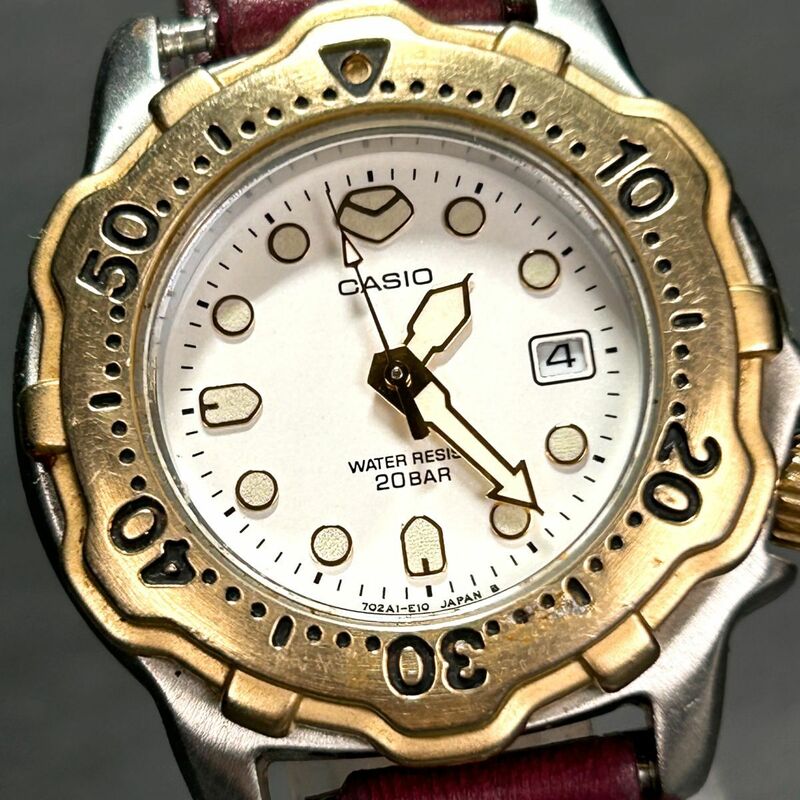 CASIO カシオ ダイバーズウォッチ LD-731 腕時計 クオーツ アナログ カレンダー ゴールド 回転ベゼル ステンレススチール 新品電池交換済み