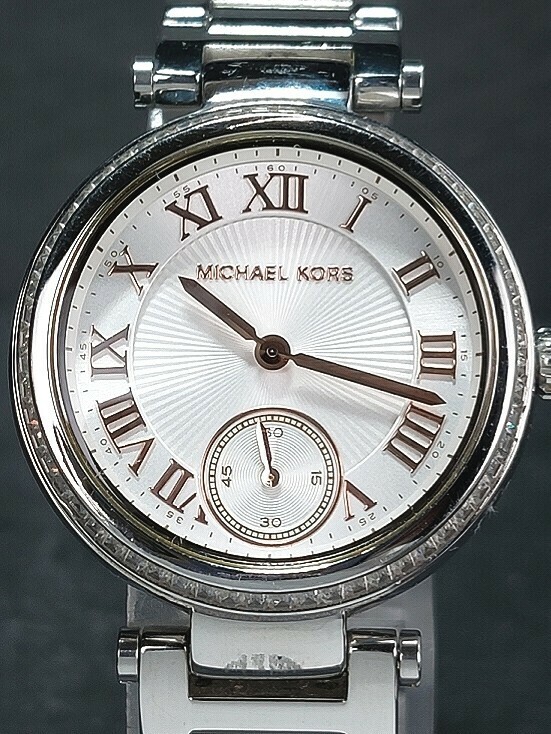 MICHAEL KORS マイケルコース ミニスカイラー MK-5970 アナログ クォーツ 腕時計 ホワイト文字盤 ピンクゴールド印字 新品電池交換済み