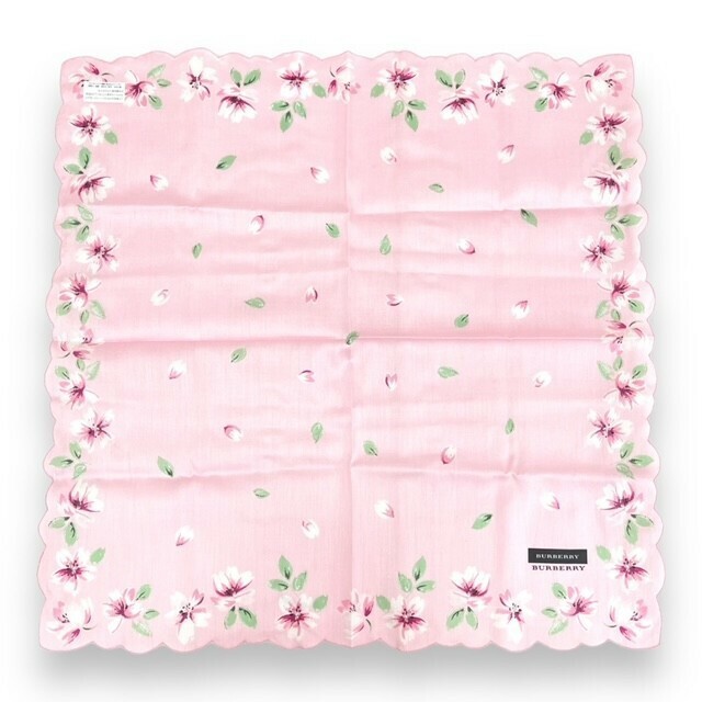 新品 Burberry バーバリー ハンカチ ファッション 綿100％ ブランド 小物 実用品 ファッション 花柄 ピンク