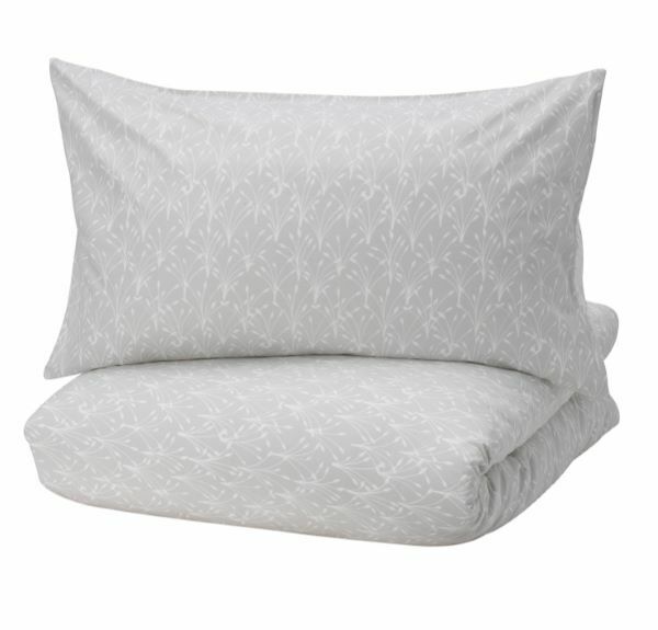 IKEA 掛け布団カバー 枕カバー2枚 ベッドシーツセット 200×200cm SALTORT シンプル グレー 人気 イケア 北欧 おしゃれ 綿 人気 新品
