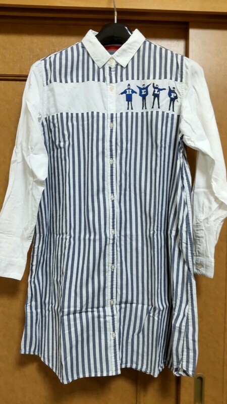 graniph グラニフ Beatles ビートルズ HELP 白×グレー ロングシャツ チュニック