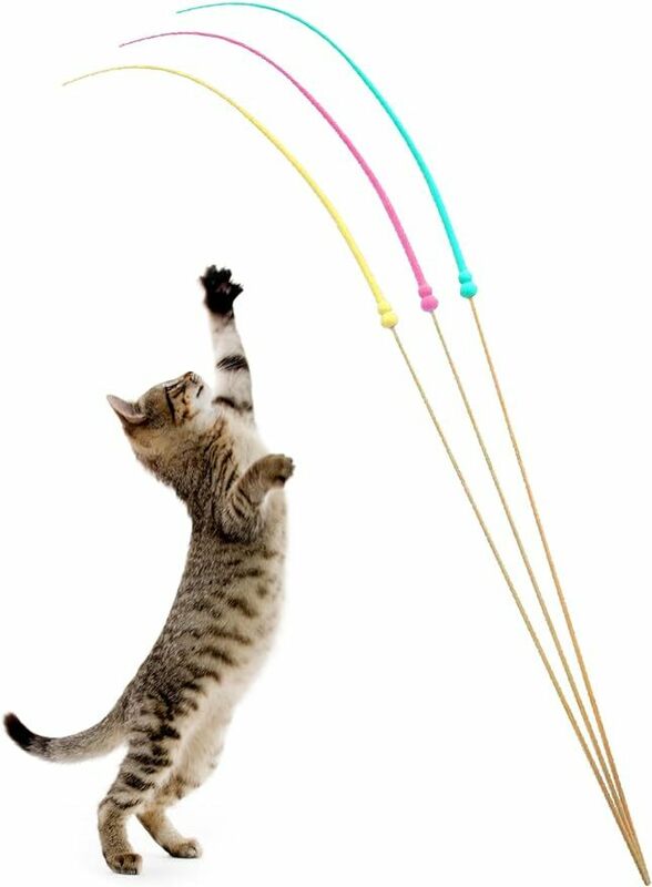 UYK 猫じゃらし 猫の玩具 ストレス解消 猫おもちゃ ネズミのしっぽ ３色入り 超軽量 シリコン素材 頑丈 猫