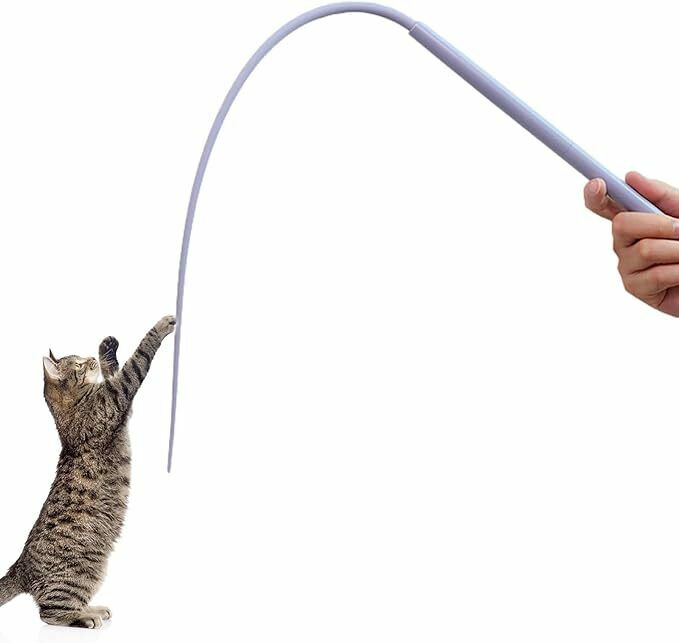 猫 おもちゃ ネズミのしっぽ シリコン製 猫の杖 柔らかい 猫用おもちゃ 釣り竿 ねこじゃらし 取外し可能の尾 運動不足 ストレス
