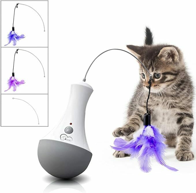 電動猫おもちゃ ペット猫インセンティブ知能玩具 室内自動ねこ羽付きおもちゃ 人気ネコ用知育玩具 ダルマ だるま 猫のプレゼント 猫