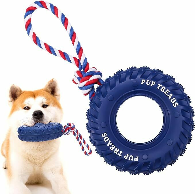 犬 おもちゃ 噛むおもちゃ タイヤ形 引っ張りペット ロープ 引っ張り 天然ゴム 耐久性 壊れにくい 歯磨き 歯清潔 口臭予防 ス