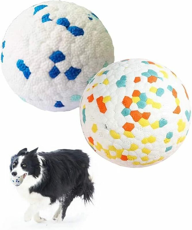 犬おもちゃ 2個入り 犬用ボール 犬噛むおもちゃ、耐久性、安全な非毒性E-TPU材料製、歯のクリーニング、弾力性、洗える、きれいに