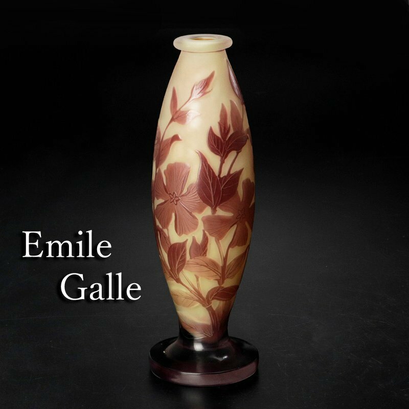 【古美味】エミールガレ Emile Galle 花器 茶道具 保証品 Y9Qd