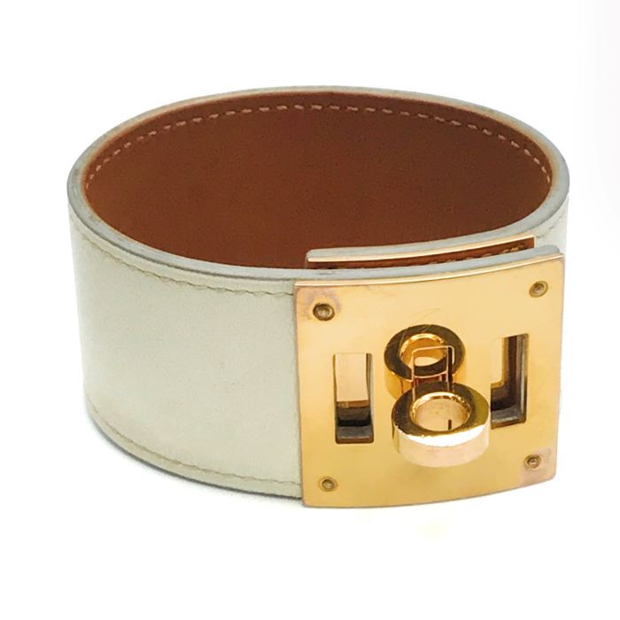 良品 HERMES エルメス ケリードッグ ブレスレット スイフト ホワイト A刻印 アクセサリー k1681