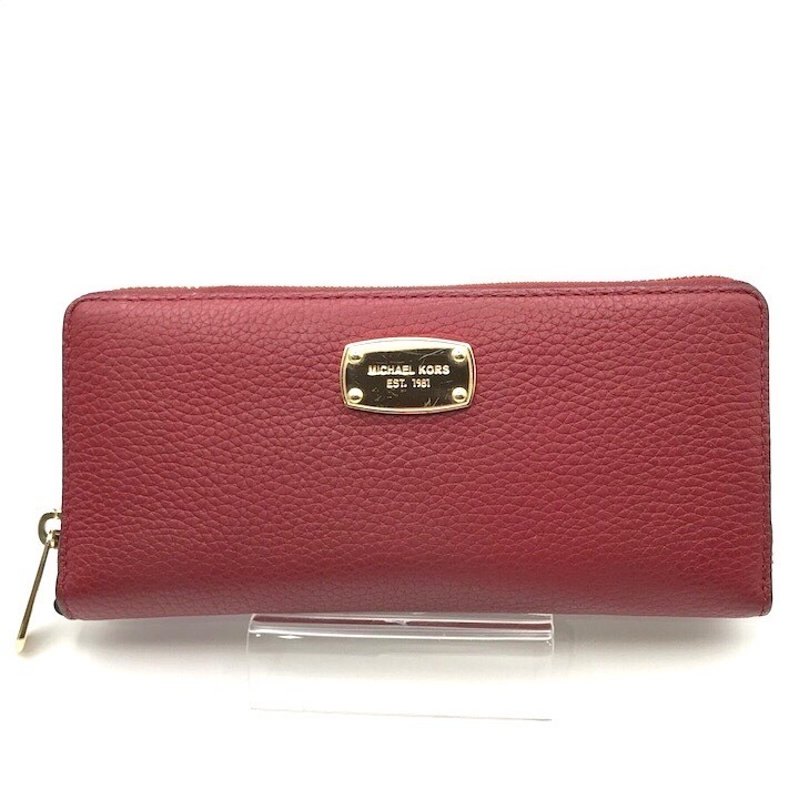 美品 MICHAEL KORS マイケルコース 長財布 レザー ウォレット レッド レディース k2245