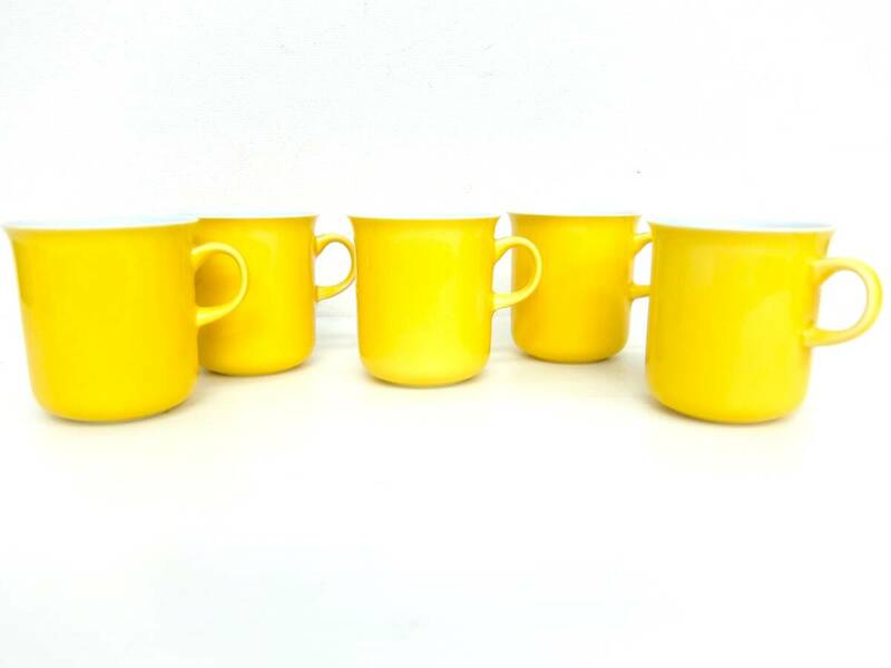 5個 ビンテージ DESIREE デシレ マグカップ 北欧 デンマーク DENMARK 無地 食器 コップ グラス イエロー 黄色