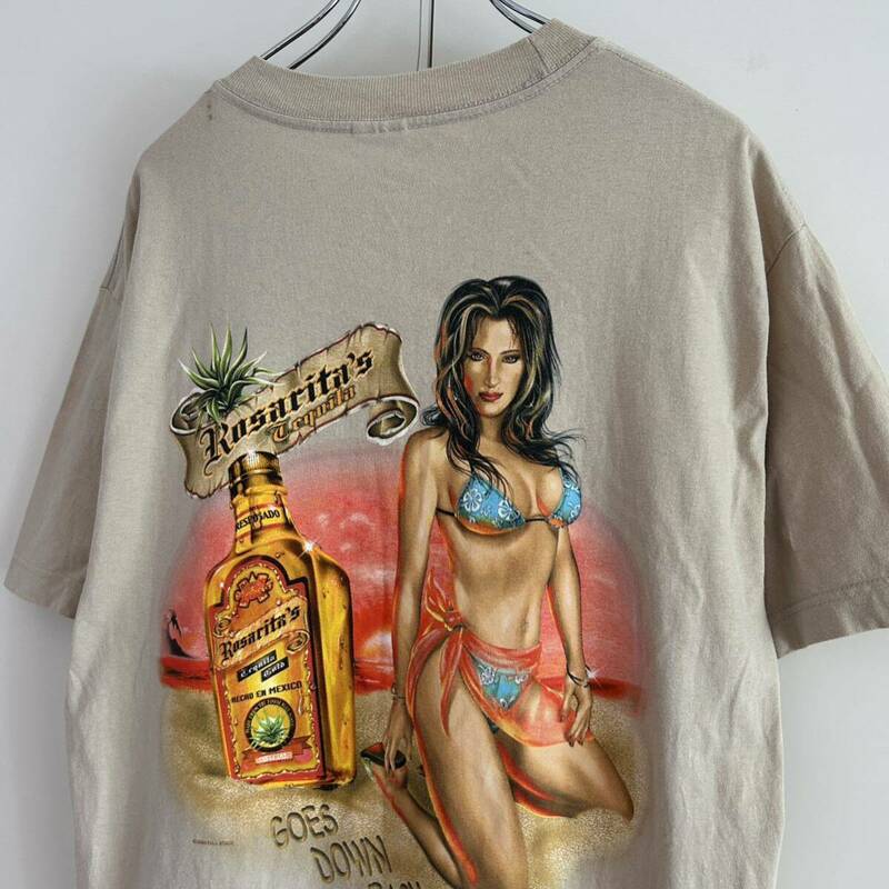 90s y2k Rosarita's MEXICO製 Tシャツ L 企業ロゴ バックプリント 古着 大きめ
