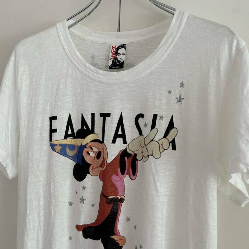 X-girl エックスガール 日本製 ディズニー FANTASIA ミッキーマウス Tシャツ ワンサイズ ホワイト オフィシャル 正規品