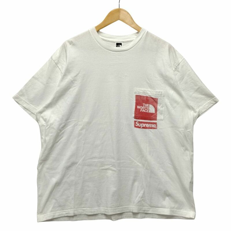 SUPREME シュプリーム ×The North Face 23SS Printed Pocket Tee プリント ポケット 半袖Ｔシャツ ホワイト サイズL 正規品 / 34266