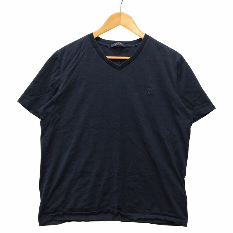 LOUIS VUITTON ルイ・ヴィトン 品番 HAY51W サークル LV 刺入り Vネック 半袖Ｔシャツ ネイビー サイズXL 正規品 / 34432