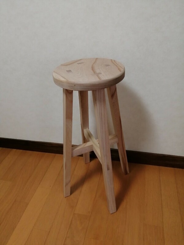 欅材スツール　高さ45cm　丸椅子　stool 