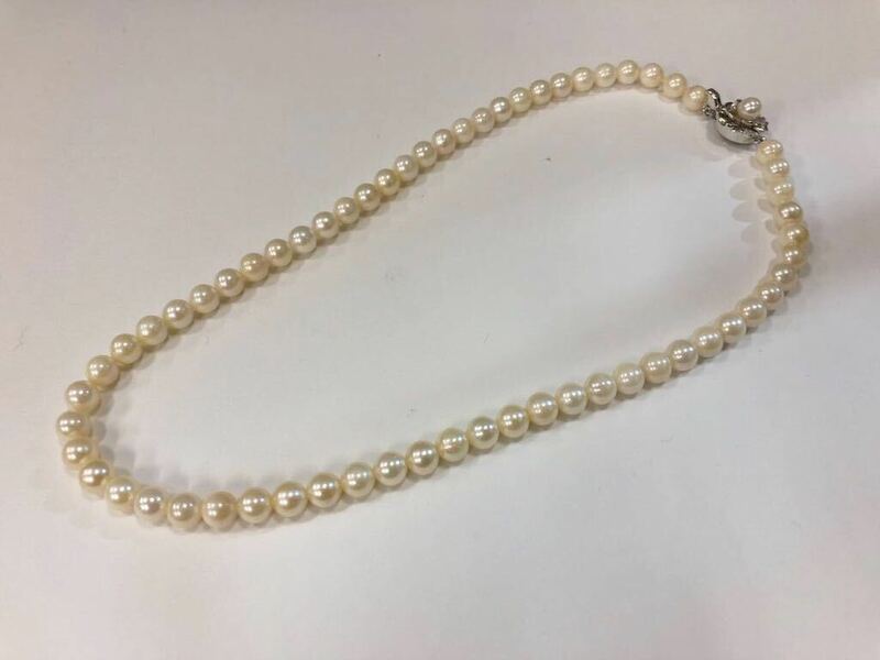 ◆【売り切り】真珠 ネックレス 留め具 SILVER パールネックレス パールサイズ約6mm 