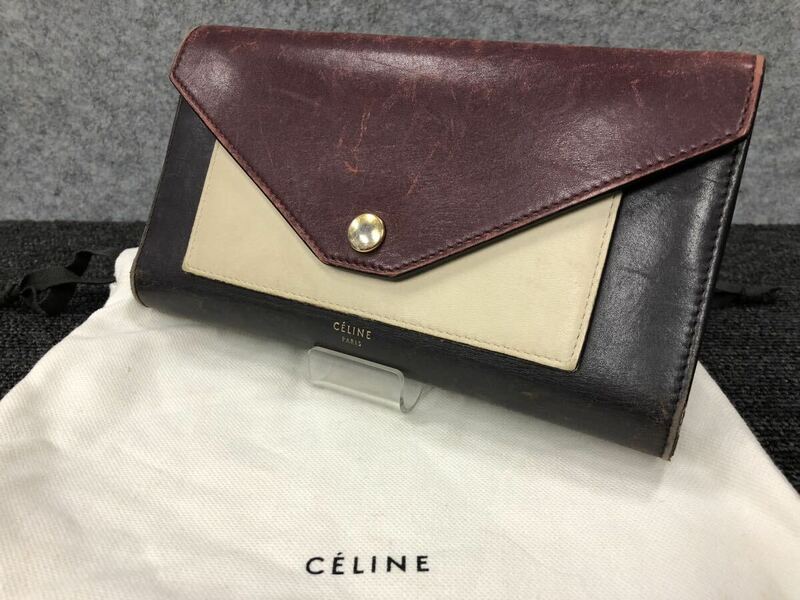 ■【売り切り】CELINE セリーヌ レザー 三つ折り 長財布 