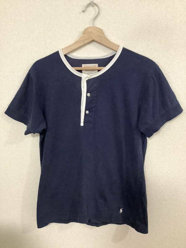 POLO RALPHLAUREN ラルフローレン　ヘンリーネック 半袖Tシャツ ネイビー　セレクト　メンズ　ビンテージ　古着