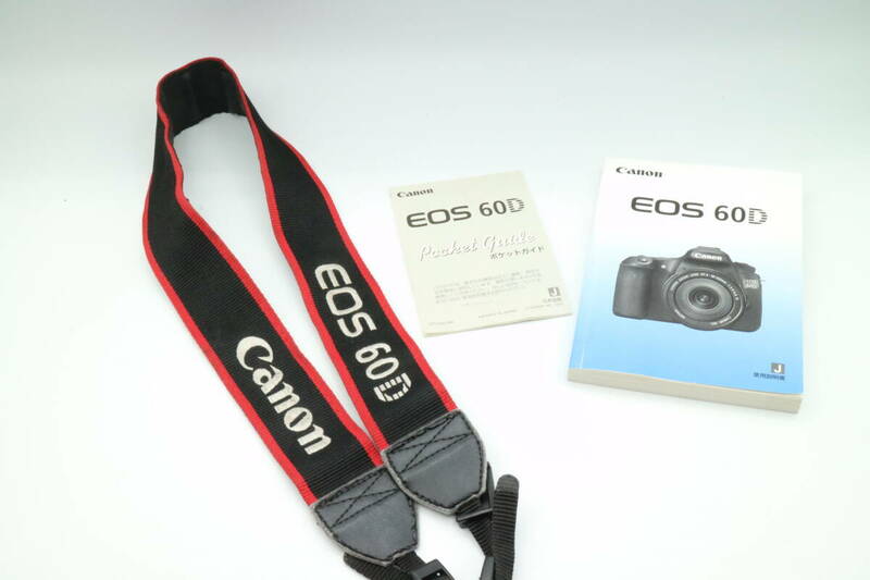 L1119 Canon EOS 60D 使用説明書＆純正ストラップ　ポケットガイド　キャノン　トリセツ　