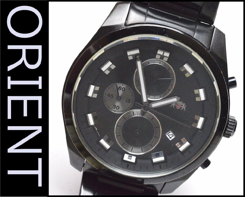 良品 オリエント 腕時計 TTOU-DO-B クォーツ ブラック ケース幅約4.3cm×縦約4.7cm ORIENT